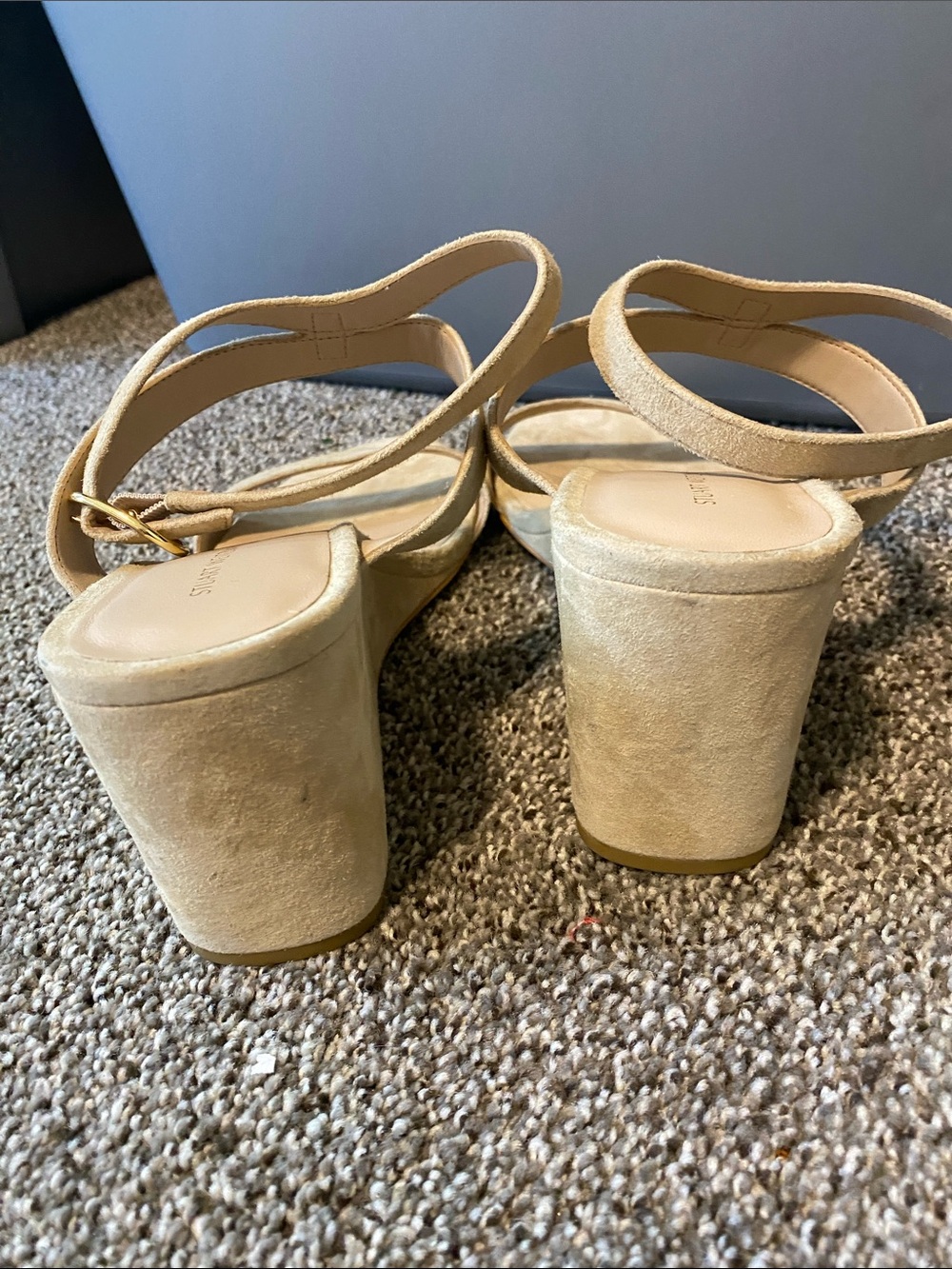 Stuart Weitzman Beige Suede Wedge Sandals - Picture 10 of 14